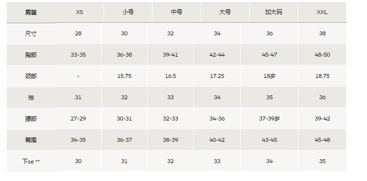 Marmot土拨鼠美国官网尺码对照表